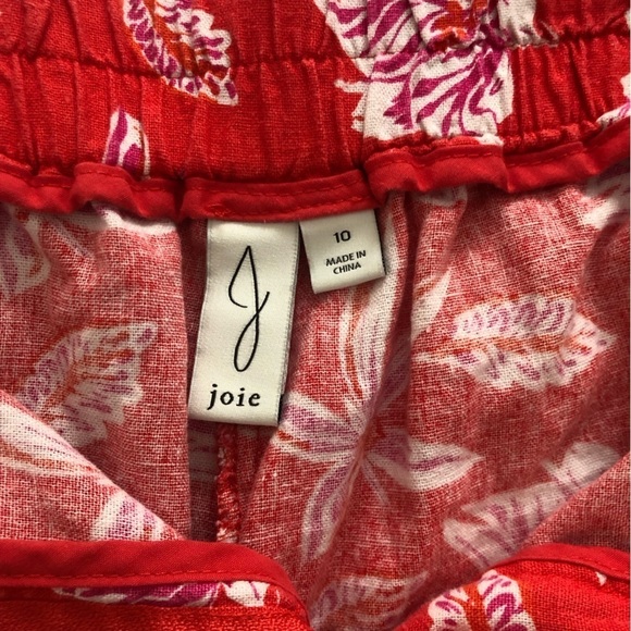 Joie High Rise Linen Red Tropical Floral Shorts sz 10 - Picture 3 of 6